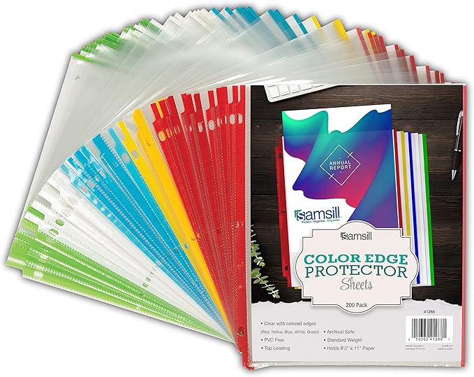 SAMSILL Colored-Edge Sheet Protector Family