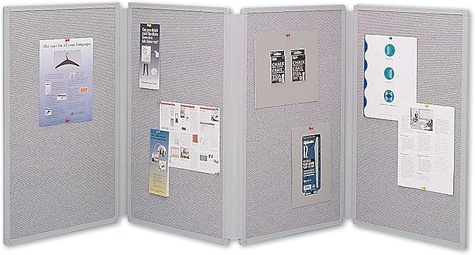 Quartet tabletop display presentation board, 72 x 30, gray surface, gray plastic frame