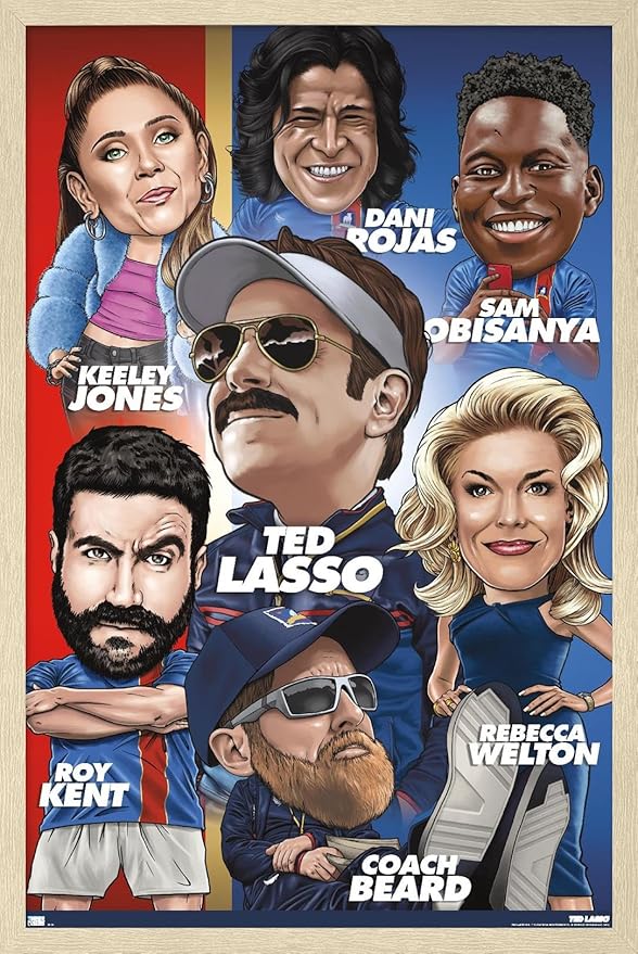 Ted Lasso - Character Grid Wall Poster, 34L" x 22.4W", Blonde Framed Version