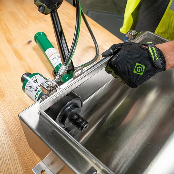 Greenlee 7310SB 11-Ton Hydraulic Knockout Punch Kit with Hand Pump, Ram, 1/2" to 4" Slug-Buster Punches, Dies, and Hydraulic Draw Studs, Electrical Conduit Hole Cutter Kit