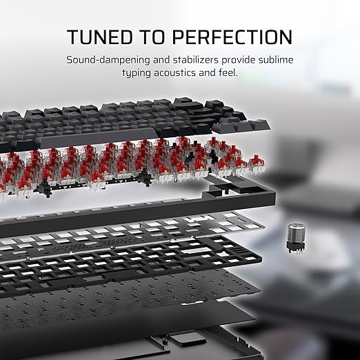 Corsair K65 Plus Wireless 75% RGB Hot-Swappable Mechanical Gaming Keyboard for Mac and iPad – Pre-Lubricated MLX Red v2 Linear Switches, Sound Dampening – QWERTY NA Layout – Frost White