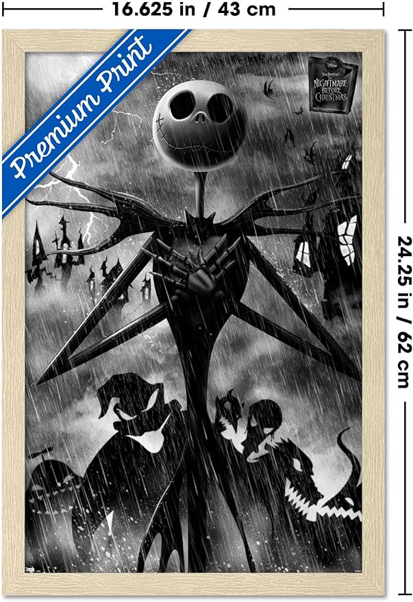 Disney Tim Burton's The Nightmare Before Christmas - Shadows Wall Poster, 22.4L" x 14.7W", Blonde Framed Version