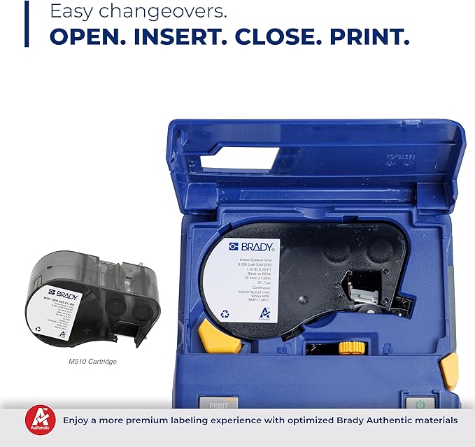 Brady M510 Portable Industrial Label Printer Kit with Carrying Case, Label Cartridge, Rechargeable Battery and Charger, 3.75" H x 5.75" W x 10" D