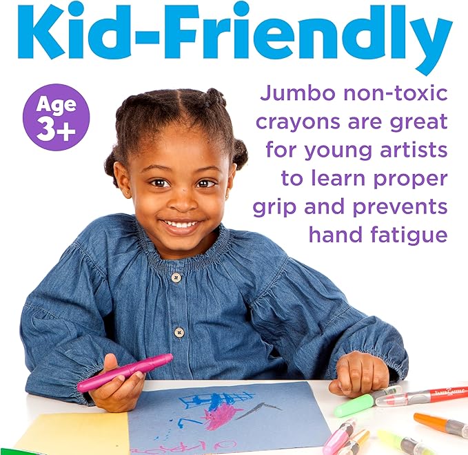 Faber-Castell Neon Gel Crayons: 6 Jumbo Drawing Sticks in a Durable Storage Case: Toddler Art Supplies for Coloring, Twistable Crayons for Kids Drawing Supplies (Ages 3+)
