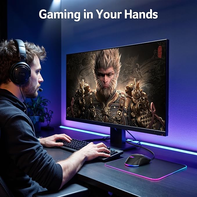 acer Wireless Gaming Mouse for Laptop, 24,000 DPI Wired Computer Mouse with 8 Programmable Buttons, Left & Right Hand, Rechargable Gaming Mice, Long Battery Life, RGB Lighting Gamer for PC, Desktop