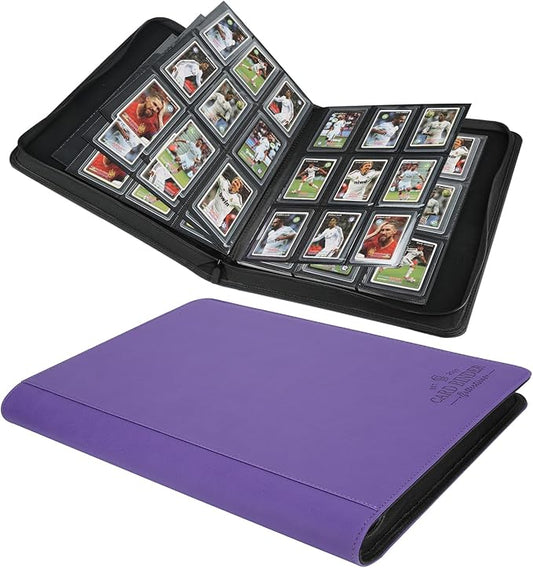 Toploader Binder,Toploader Hard Cases, 9-Pocket Pages Sleeves Hold up 288 Cards.Toploader Card Binder with Sleeves for “3×4” rigid，Card Holder(purple)