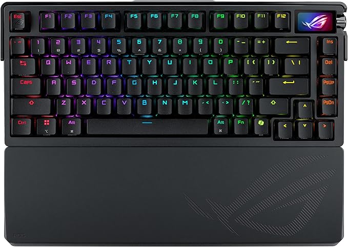 ASUS ROG Azoth Extreme Wireless Mechanical Gaming Keyboard – 75% TKL, ROG NX Snow Linear Switches, PBT Keycaps, Aluminum Chassis, Carbon Fiber, Gasket Mount, Color OLED Screen, PC/Mac Support - Black