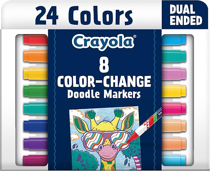 Crayola Color Changing Markers (8ct), No Bleed Markers for Adult Coloring, Dual Sided Marker Set, Cool Art Supplies, Gift for Teens