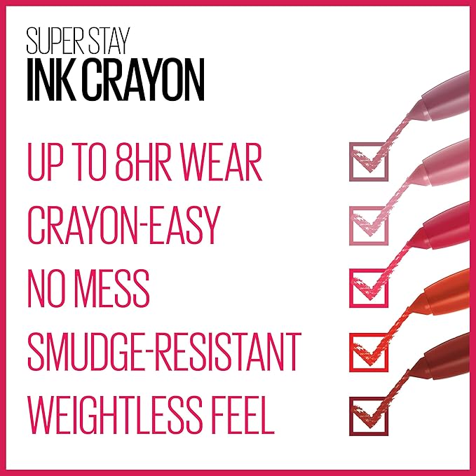 Maybelline SuperStay Ink Crayon Matte Longwear Lipstick With Built-in Sharpener, Speak Your Mind, 0.04 Ounce