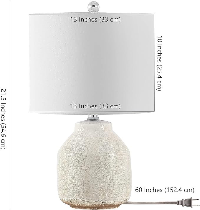 SAFAVIEH Lighting Collection Traken Modern Antique White Ceramic 22-inch Bedroom Living Room Home Office Desk Nightstand Table Lamp (LED Bulb Included)