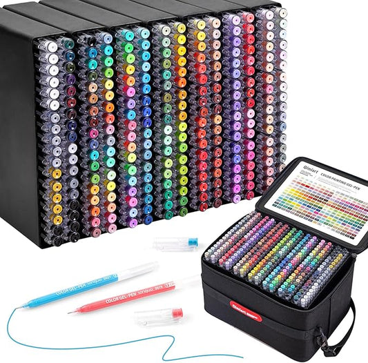 Gel Pens For Coloring, 252 Pack Colored Pens for Black Paper & White Paper, 0.6MM Fine Point Pens for Coloring, Writing, Drawing, Journaling, Note Taking, Office, Home