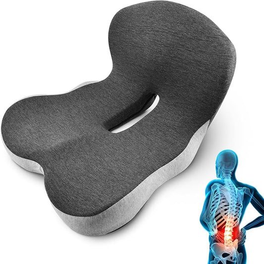 Memory Foam L-Shaped Integrated Seat Cushions, Butt Pillow with Back Support, Ergonomic Cushions with Lumbar Support, Office Chair Seat Cushion for Lower Back Tailbone Protection