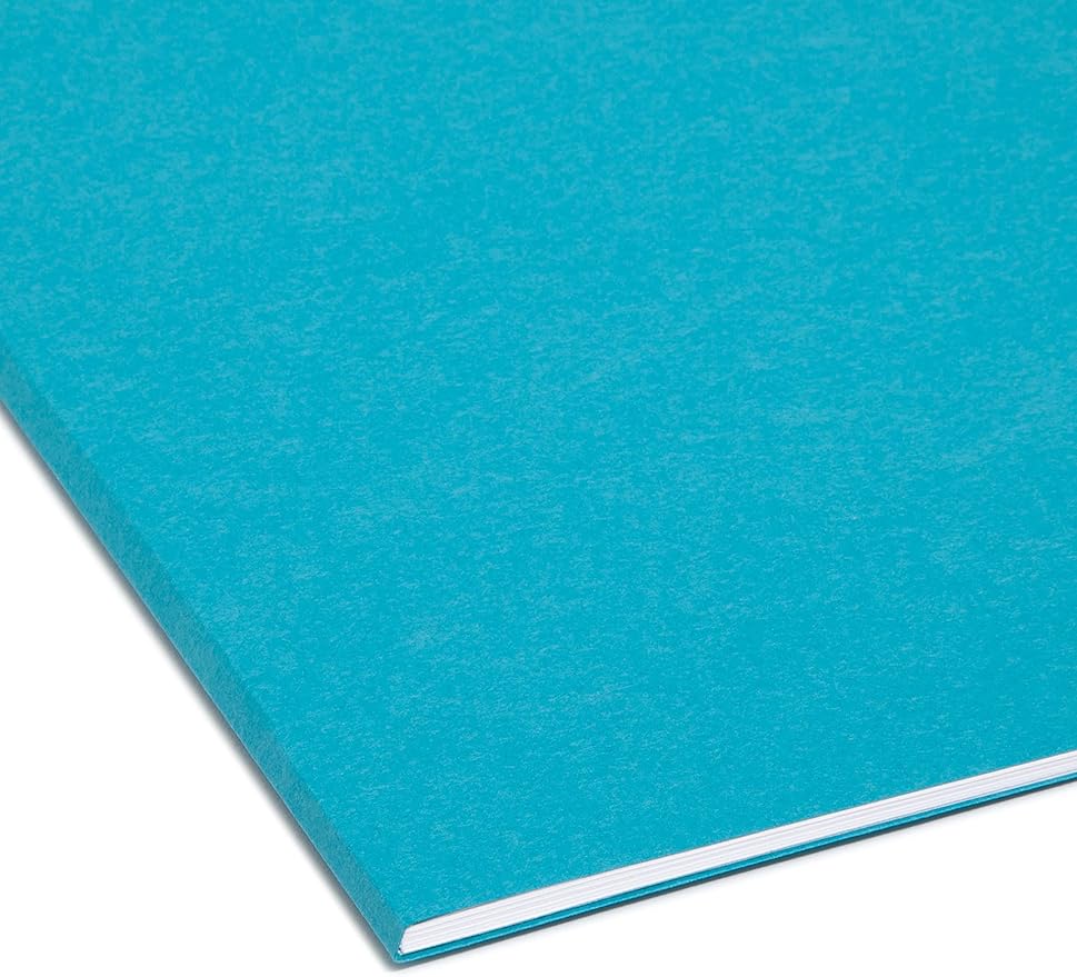 Smead Interior File Folder, 1/3-Cut Tab, Letter Size, Teal, 100 per Box, Expandable File Folders for Filing Cabinet