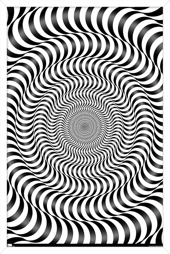 Trends International Zebra Stripe Optical Illusion Wall Poster, 22.375" x 34", White Framed Version