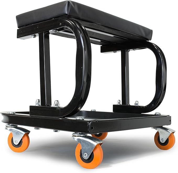 Wen 73011T 250 lb. Capacity Rolling Mechanic Seat with Onboard Storage