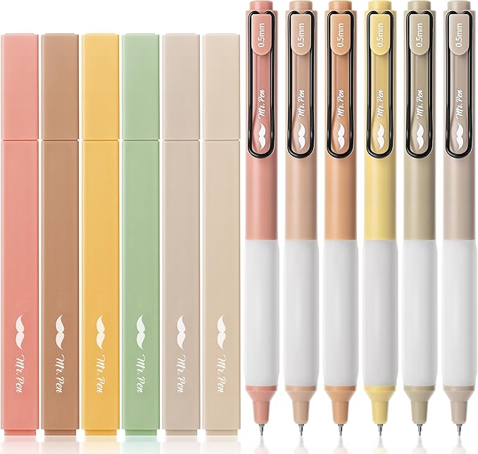 Mr. Pen- Aesthetic Highlighters and Gel Pens, 12 Pack, Assorted Color Bible No Bleed, Black Ink, Highlighter Pens for Bibles
