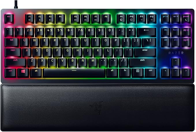 Razer Huntsman V2 TKL Tenkeyless Gaming Keyboard: Fast Linear Optical Switches Gen2 w/Sound Dampeners & 8000Hz Polling Rate - Detachable TypeC Cable - Doubleshot PBT Keycaps - Ergonomic Wrist Rest