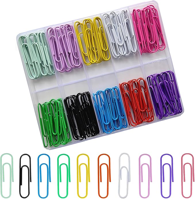 150 Pcs 2 Inch/50mm Large Paperclips,Assorted Colored Coated Big Paper Clips for School Office and Everyday Use