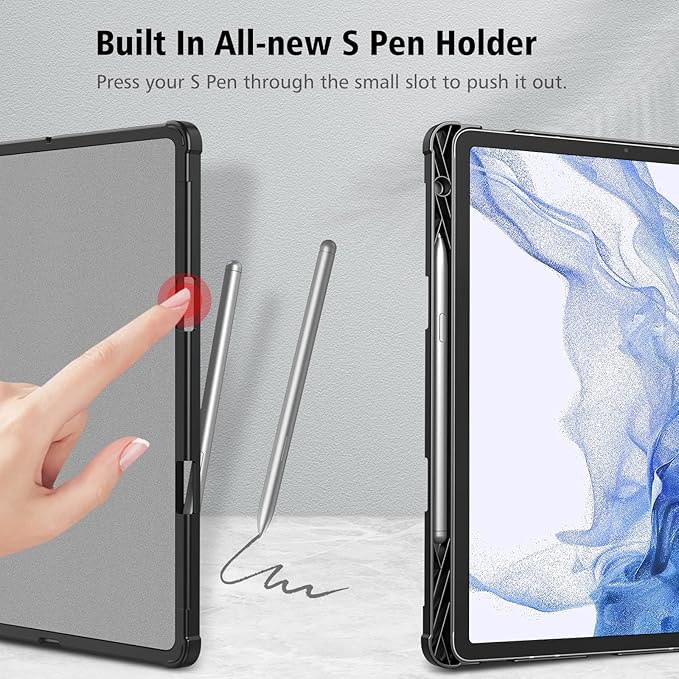 Fintie Case for Samsung Galaxy Tab S8/Tab S7 11 Inch (Model SM-X700/X706/T870/T875/T878) with Built-in S Pen Holder, Multiple Angle Portfolio Business Cover with Pocket Auto Sleep/Wake, Navy