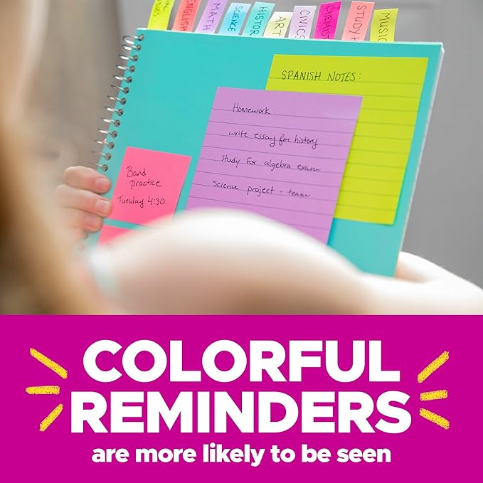 Post-it Mini Notes, 1 3/8 in. x 1 7/8 in., 4 Sticky Notes Pads, 50 Sheets per Pad, Poptimistic Collection, New Year Organization or Second Semester School Supplies