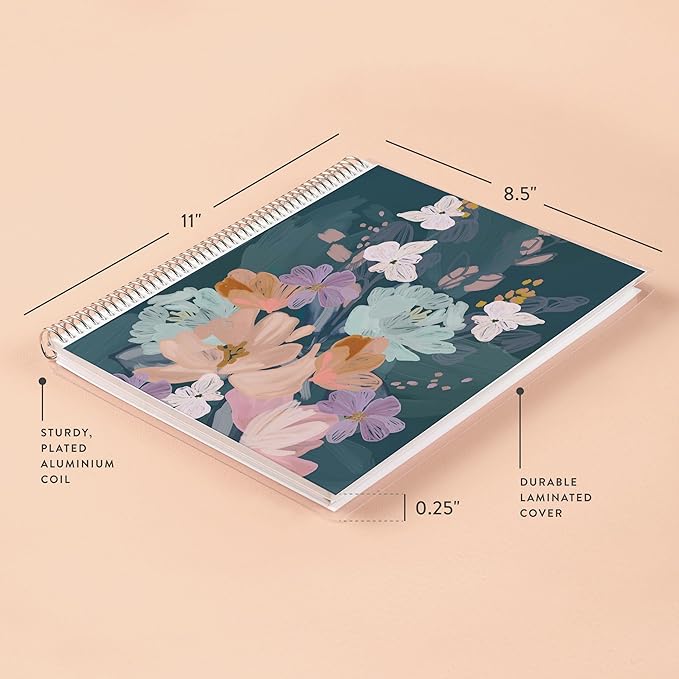 Erin Condren Dot Grid 8.5x11 Bold Blooms Cover Notebook Spiral Bound Journal for Writing, and Note Taking, Premium Paper, Stylish Floral Cover, Perfect for School, Office, and Creative Planning