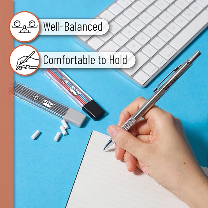Mr. Pen- 2mm Mechanical Pencil, Metal, 2mm, Drafting Pencil, Metal Mechanical Pencils, Drawing Mechanical Pencils, Lead Holder