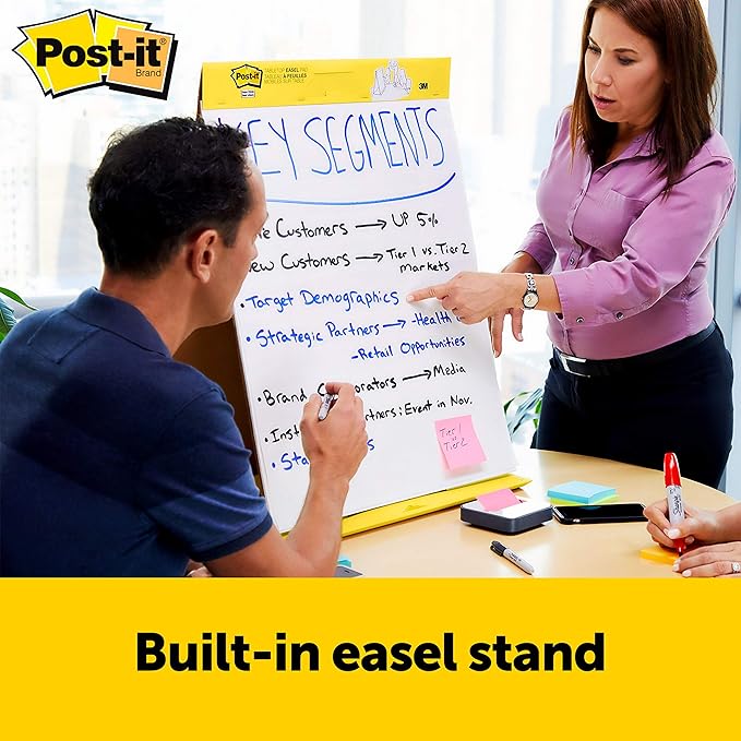 Post-it Super Sticky Tabletop Easel Pad, Great for Virtual Teachers & Students 20x23 Inches 20 Sheets/Pad Portable White Premium Self Stick Flip Chart Paper, Builtin Easel Stand_Pad (563R) (Pack of 2)