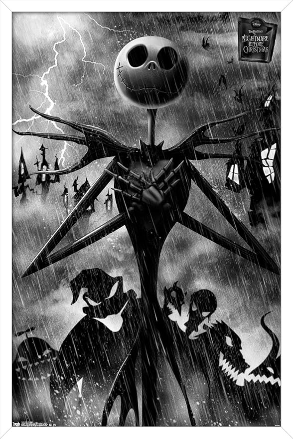 Trends International Disney Tim Burton's The Nightmare Before Christmas - Shadows Wall Poster, 22.4L x 14.7W, White Framed Version