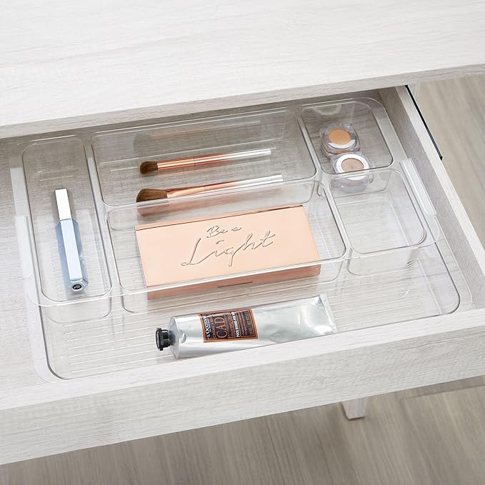 iDesign Expandable Makeup Drawer Organizer-Storage Cosmetics or Jewelry-Clear Tray