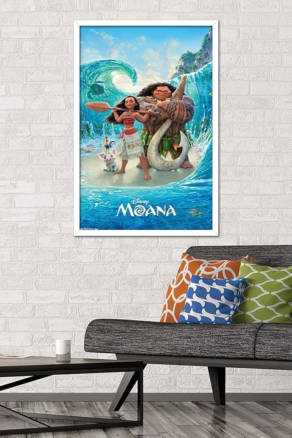 Disney Moana - Ocean Floor Wall Poster, 34L" x 22.4W", White Framed Version