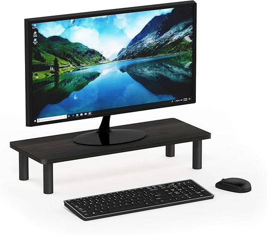Furinno TURN-N-TUBE Monitor Stand Riser, Monitor Riser, Laptop Stand for Desk, Office Desk Accessories, Desk Organizers and Accessories, Toolless Assembly, For Study Room, Dorm, Espresso