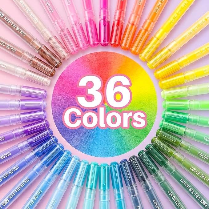 36 Colors 3D Acrylic Gel Pens for Coloring, 1mm Bullet Tip Acrylic Ink Pen for Adult Coloring Marker Paint Pens for Black Paper, Drawing, Fabric, DIY Projects, Art Crafts Supplies