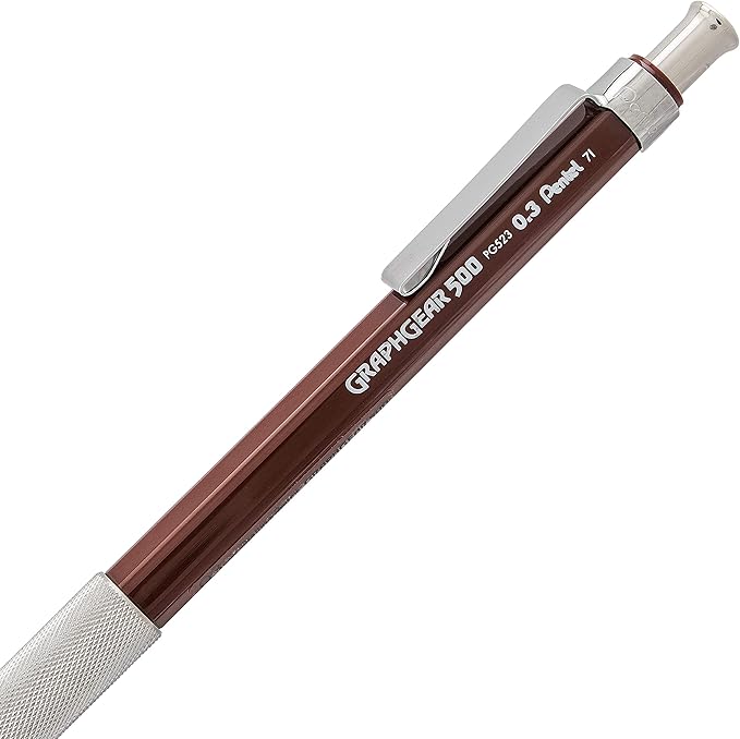 Pentel GraphGear 500 Mechanical Drafting Pencil, (0.3mm), Extra Fine Line, Brown Barrel, Pack of 4 (PG523BP4E)