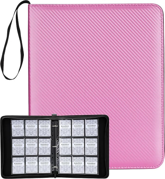 Card Binder – 720 Capacity, Zippered Trading Card Holder for MTG, Sports & Collectible Cards – Acid-Free, Durable & Travel-Friendly Storage (Pink, 9 Pocket)