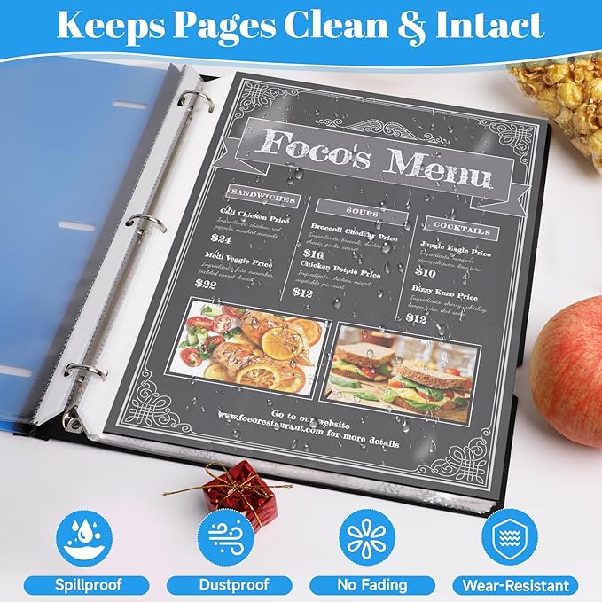 100 Pack Sheet Protectors for 3 Ring Binder - Clear Page Protectors & Plastic Sleeves for Paper 8.5x11 Inch, Binder Sleeves and Paper Protector Sheet for Document, Letter Size, Top Loading