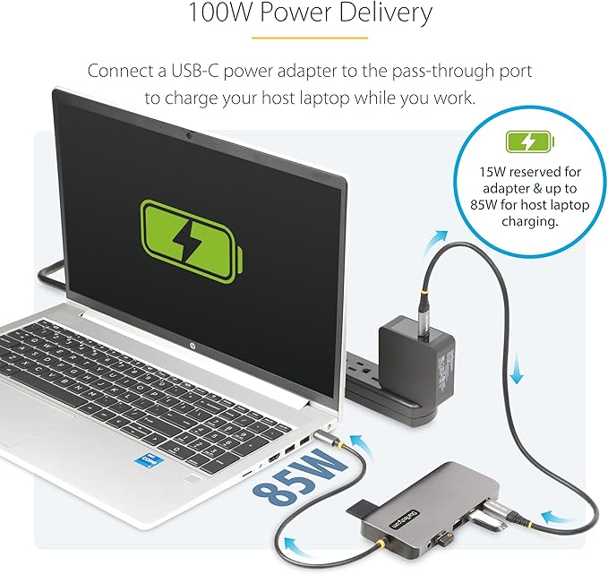 StarTech.com USB-C Docking Station for Windows and ChromeOS, Triple 4K HDMI DP Video, USB 10Gbps Hub, 100W Laptop Charging, GbE, SD, MicroSD