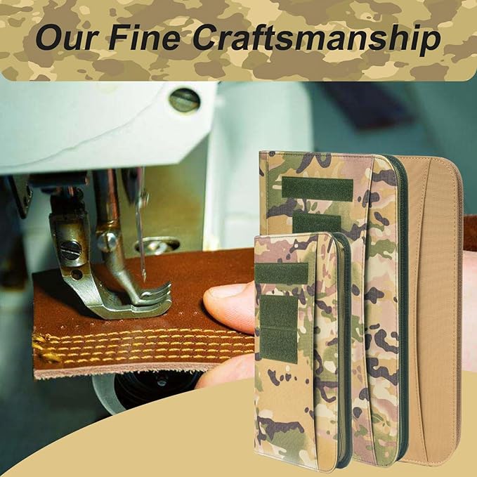 Army Military Padfolio Ring Binder with Zippered Portfolio Organizer and Tactical Notebook Cover for A5 Folder, Small OCP Binder Planner for Men, 6 Ring Binder Organizer Military Notebook Cover(Multi)