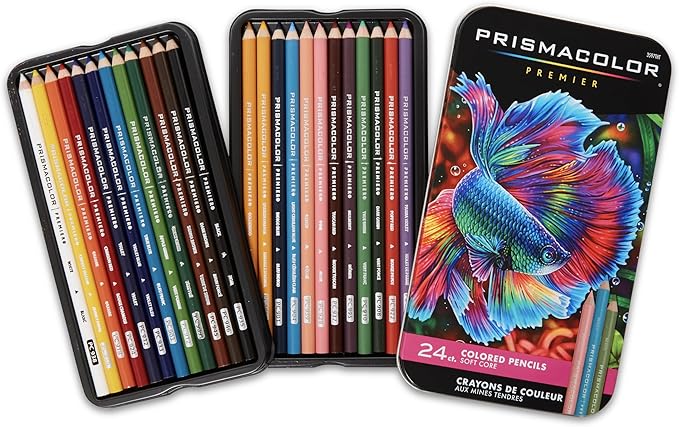 Prismacolor Premier Colored Pencils, Soft Core, Assorted Colors, 24 Count - Durable, Vibrant, Ultra-Smooth, Adult Coloring, Drawing, Sketching, Arts & Crafts
