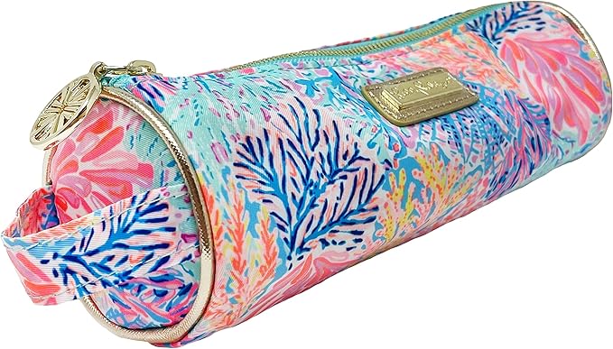Lilly Pulitzer Cute Pencil Case, Colorful Zipper Pouch for Office Supplies, Small Travel Bag with Carrying Handle, Splashdance