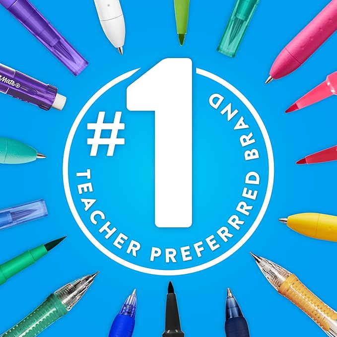 Paper Mate Flair Felt Tip Pens Medium Point | Smear Resistant | Water-Based Ink | Assorted Colors | 24 Count, Pack of 12