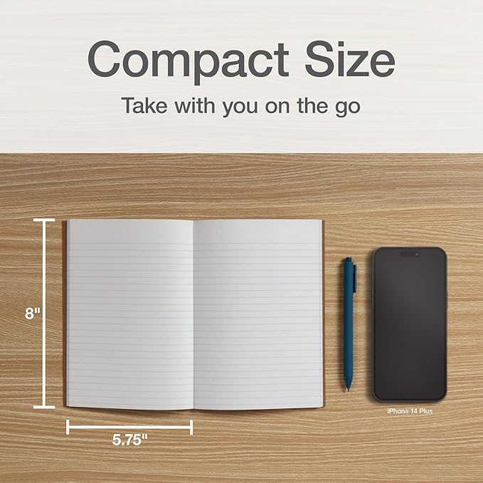 Oxford Composition Notebook 6 Pack, Notebooks for School, School Supplies, College Ruled Paper, 5.75 x 8 Inches, Small Journals, 60 Sheets, Kraft Covers with Assorted Pastel Spines (63832)