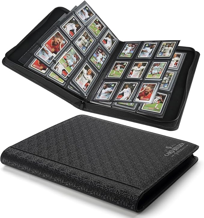 Toploader Binder,Toploader Hard Cases, 9-Pocket Pages Sleeves Hold up 288 Cards.Toploader Card Binder with Sleeves for “3×4” rigid，Card Holder(black)