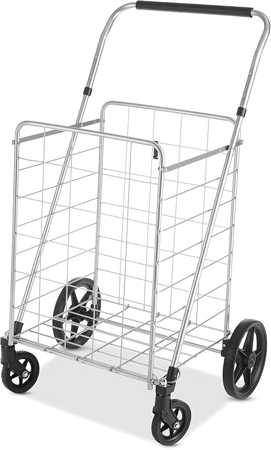 Whitmor Utility Cart with Adjustable Height Handle - Silver / Black