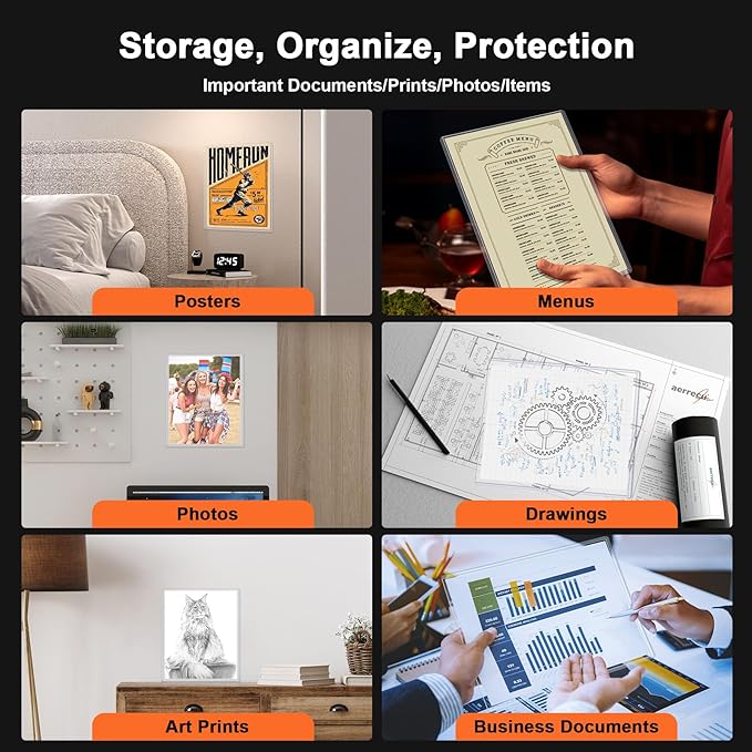 Ndsox 15 Pack 8" x 10" Rigid Print Protectors Clear Hard Plastic Sheet Protectors Top Loading for Photographs, Photo Papers, Posters, Prints, Birth Certificates, Heavy Duty No-Hole Rigid Photo Sleeves