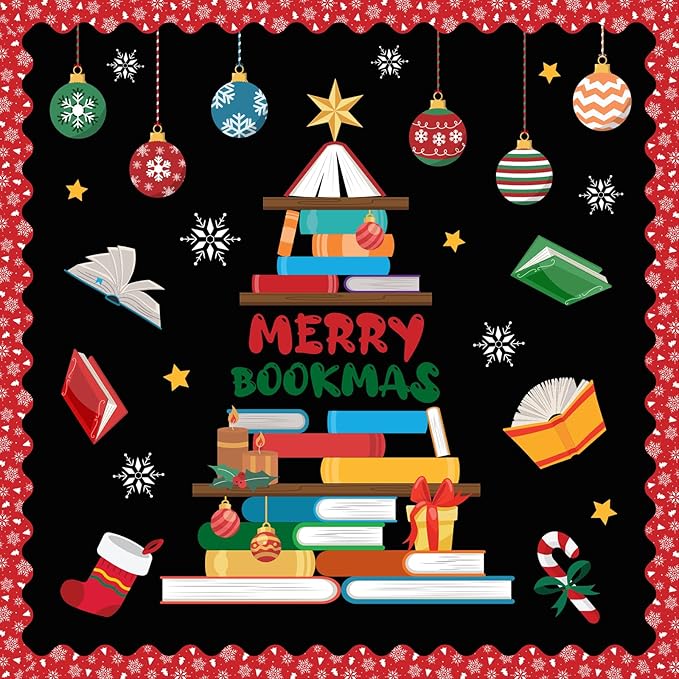 79pcs Christmas Bulletin Board Decoration Set,Xmas Tree Paper Cutouts Bulletin Board for Classroom Holiday Decorations School Reading Room Wall Door Xmas Decor
