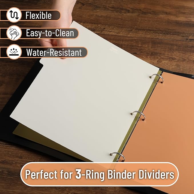 Mr. Pen- 3 Ring Binder Dividers with Tabs, 2 Sets, 6 Pack/Set, Letter Size, Vintage Colors, Plastic 6 Tab Dividers for 3 Ring Binder with 12 pcs Labels