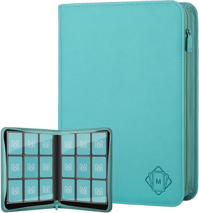 Trading Card Binder with 9 Side Loading Pocket Card Album Hold Up to 540 Cards PU Card Collection Binder, Collectible Albums Card Folder for MTG, TCG, Sports Cards（9-Cyan）