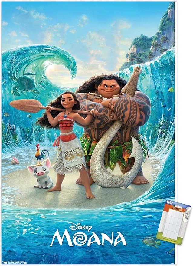 Disney Moana - Ocean Floor Wall Poster, 34L" x 22.4W", Premium Poster & Mount Bundle
