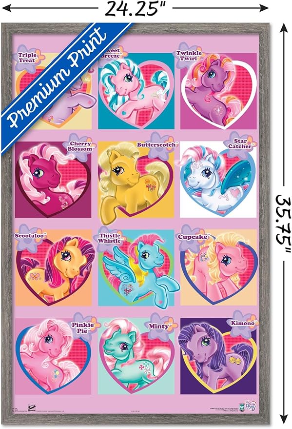 Trends International Hasbro My Little Pony - Chart Wall Poster, 22.375" x 34", Barnwood Framed Version