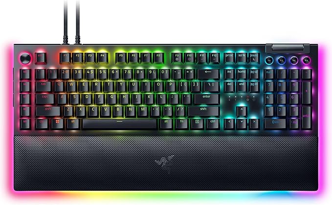 Razer BlackWidow V4 Pro Wired Mechanical Gaming Keyboard: Green Switches Tactile & Clicky - Doubleshot ABS Keycaps - Command Dial - Chroma RGB - Magnetic Wrist Rest - Snap Tap (Renewed)